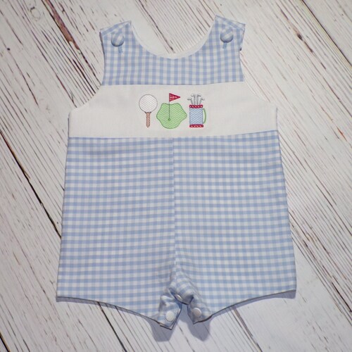 Pumpkin light blue gingham strap jon jon
