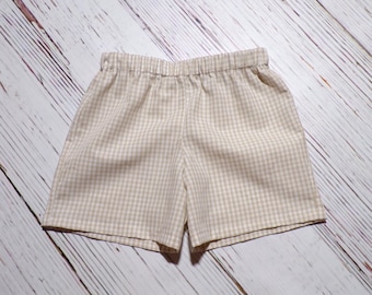 Basic Khaki Gingham Shorts