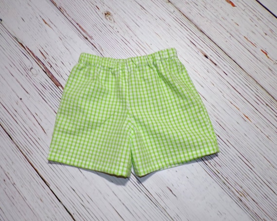 Boys Bright Green Seersucker Shorts - Etsy