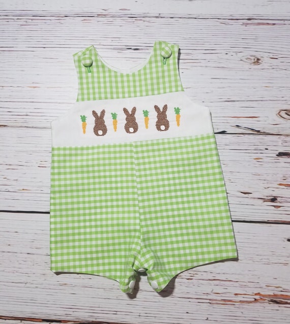 Boys Bunnies Jon Jon Green Gingham Jon Jon Easter Jon Jon - Etsy