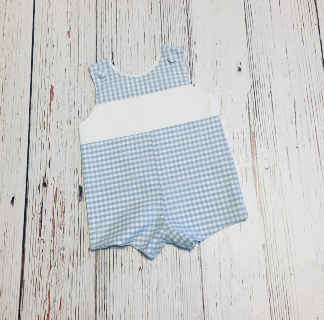Boys Blank Jon Jon, Gingham Outfit, White Band Jon Jon Etsy