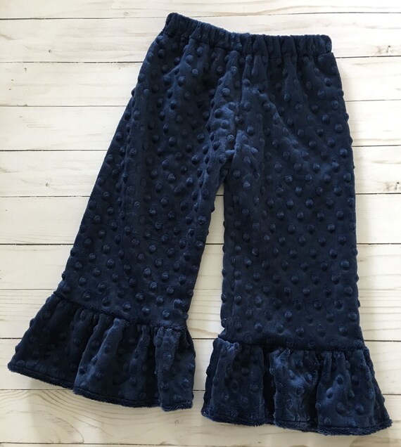 Navy Minky Baby Ruffle Pants Etsy