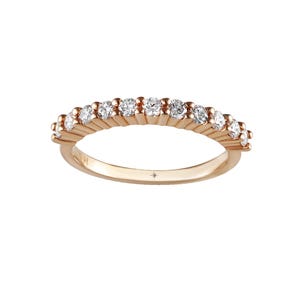 14K Gold Diamond Band, Rose Gold Eternity Ring, Dainty Stacking Ring, Minimalist Promise Ring, Wedding Gift For Her