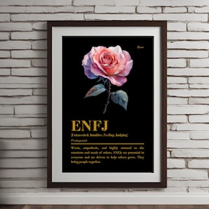 MBTI Poster ENFJ Wall Art Spirit Plant Wall Art Rose Wall Art Flower Psychology Mbti Decor Office Decor Living Room Gift Idea Gift for her