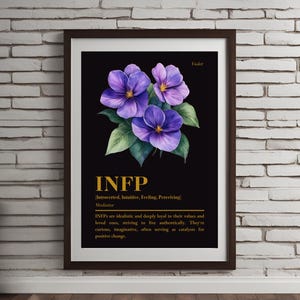 MBTI Poster INFP Wall Art Spirit Plant Wall Art Violet Wall Art Flower Psychology Mbti Decor Office Decor Living Room Gift Idea Gift for her