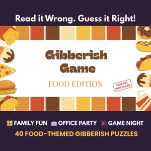 Guess The Food Word Puzzle | Food Gibberish Game for Team Building | Classroom Party Icebreaker | Restaurant Staff Meeting Game PPT Canva