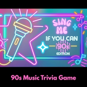 90s Guess The Song Trivia |  Sing Me If You Can – Guess The 90s Music Edition | 35 Lyric Trivia Puzzles | Party Quiz | Editable Canva & PPT