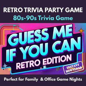 Quiz Spiel Guess Me If You Can Retro Edition | 80er 90er Jahre Motiv | Buchstaben-Ratespiel | Büro Icebreaker | PPT & Leinwand | Gesellschaftsspiel