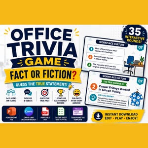 Juego de preguntas y respuestas para la oficina / ¿Verdad o mentira? / Actividad rompehielos para fomentar el trabajo en equipo / Descarga instantánea