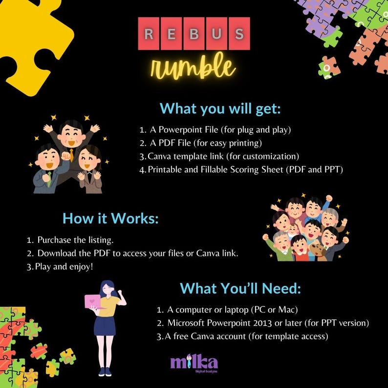 Party Game Rebus Rumble 2 Puzzle | Canva & Powerpoint Templates for ...