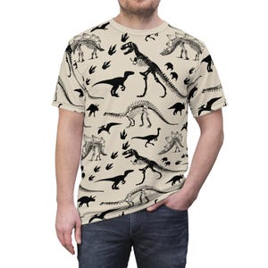 Dinosaur Print Unisex Tee, Fun Dino T-Shirt, Perfect Gift for Men Women Kids, Great for Birthdays Parties, Prehistoric Jurassic Style Shirt