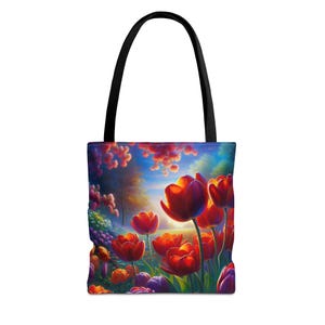 Vibrant Floral Tote Bag, Eco-Friendly Shopper, Garden Lover Gift, Spring Vibes, Reusable Grocery Bag, Summer Essentials