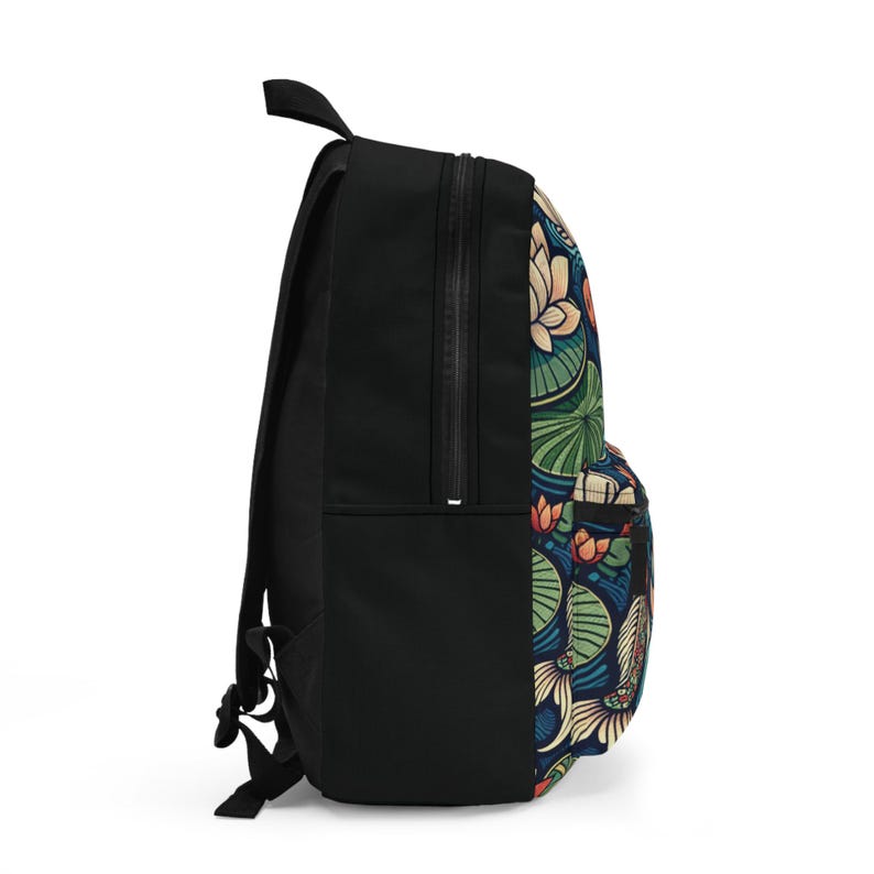 Koi Fish Lotus Pattern Print Backpack main image 0