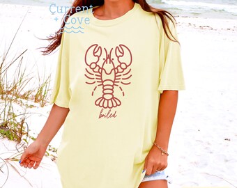 Coastal Lobster T-shirt, Boiled Maine Lobsters, Comfort Colors Heavy Weight Cotton Shirt, New England Ocean Sea, Nautical Style Graphic Tee