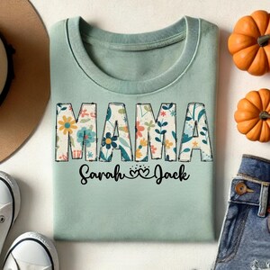 Custom Mama Shirt, Mom Shirt With Names, Personalized Mama T-shirt, Mother&#39;s Day Shirt Gift, Mama With Children Names Tee