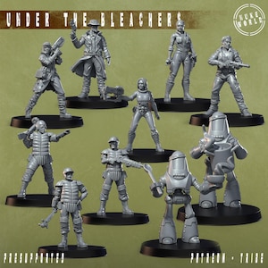 Under The Bleachers Complete Set (Nuke World) 32mm scale Proxy minis for Wargames IE: Fallout, Grimdark, OPR, Legion | Retro Scifi