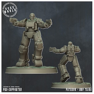 Power Armour 10 - Wasteland Vanguard (Nuke World) - 32mm scale | Proxy mini for Wargames IE: Fallout, Grimdark, OPR, Legion | Retro Scifi