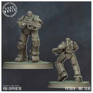 Power Armour 5 - Wasteland Vanguard (Nuke World) - 32mm scale | Proxy mini for Wargames IE: Fallout, Grimdark, OPR, Legion | Retro Scifi