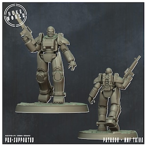 Power Armour 4 - Wasteland Vanguard (Nuke World) - 32mm scale | Proxy mini for Wargames IE: Fallout, Grimdark, OPR, Legion | Retro Scifi