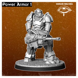 Power Armor Type 1 - Armor Workshop Collection (Vermilion Miniatures) 32mm Proxy minis for Scifi Wargames like Fallout FWW Tactics (DotW)