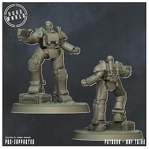 Power Armour 3 - Wasteland Vanguard (Nuke World) - 32mm scale | Proxy mini for Wargames IE: Fallout, Grimdark, OPR, Legion | Retro Scifi