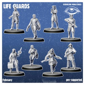 Life Guards Collection - 32mm scale (Vermilion Miniatures) Proxy minis for Wargames: Fallout, TNT | Police Firefighter Medic Doctor (DotW)