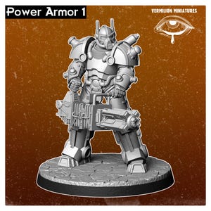 Power Armor Type 2 - Armor Workshop Collection (Vermilion Miniatures) 32mm Proxy minis for Scifi Wargames like Fallout FWW Tactics (DotW)