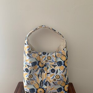 Insulated Lunch Bag Mustard and Navy Floral