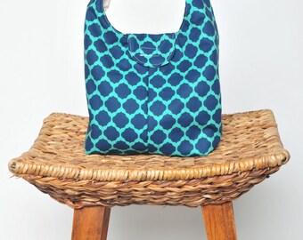 Insulated Lunch Bag - Navy and Teal Sultan Design