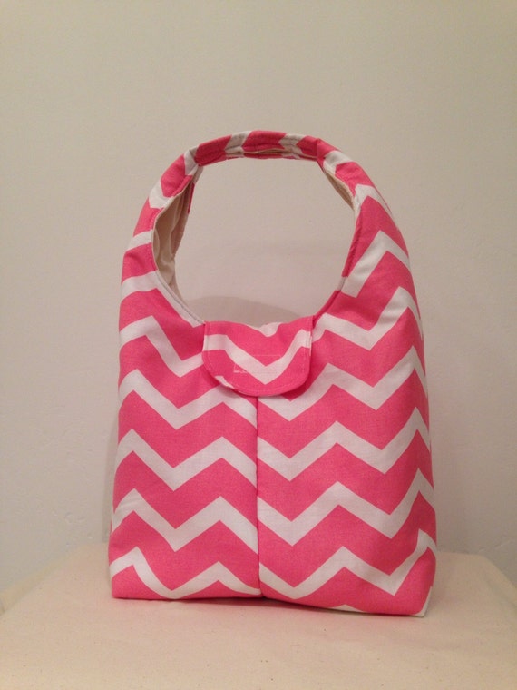 Lunch Bag Insulated Coral and White Chevron Etsy Ireland