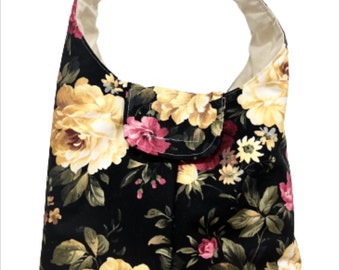 Lunch Bag Insulated Roses On Black