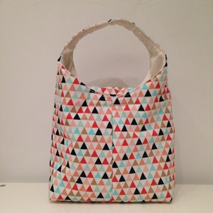Lunch Bag Insulated Gold Melon Aqua Triangles image 3