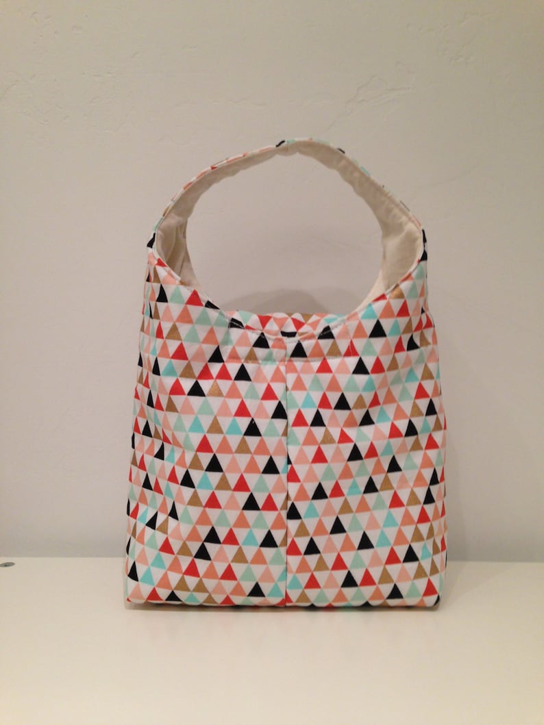 Lunch Bag Insulated Gold Melon Aqua Triangles image 3