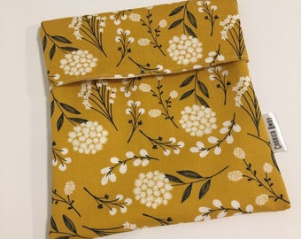 Sandwich Bag Snack Bag Reusable - Mustard Floral