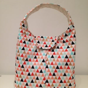 Lunch Bag Insulated Gold Melon Aqua Triangles image 1