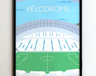 Oprawiony plakat OM - stadion Vélodrome - pomysł na prezent dla kibiców Olympique Marsylia