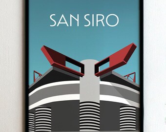 Framed poster - Football stadium - San Siro - Milan - Christmas gift football fan wall art