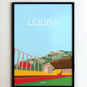 Framed poster - football stadium - Louis II - Monaco - gift