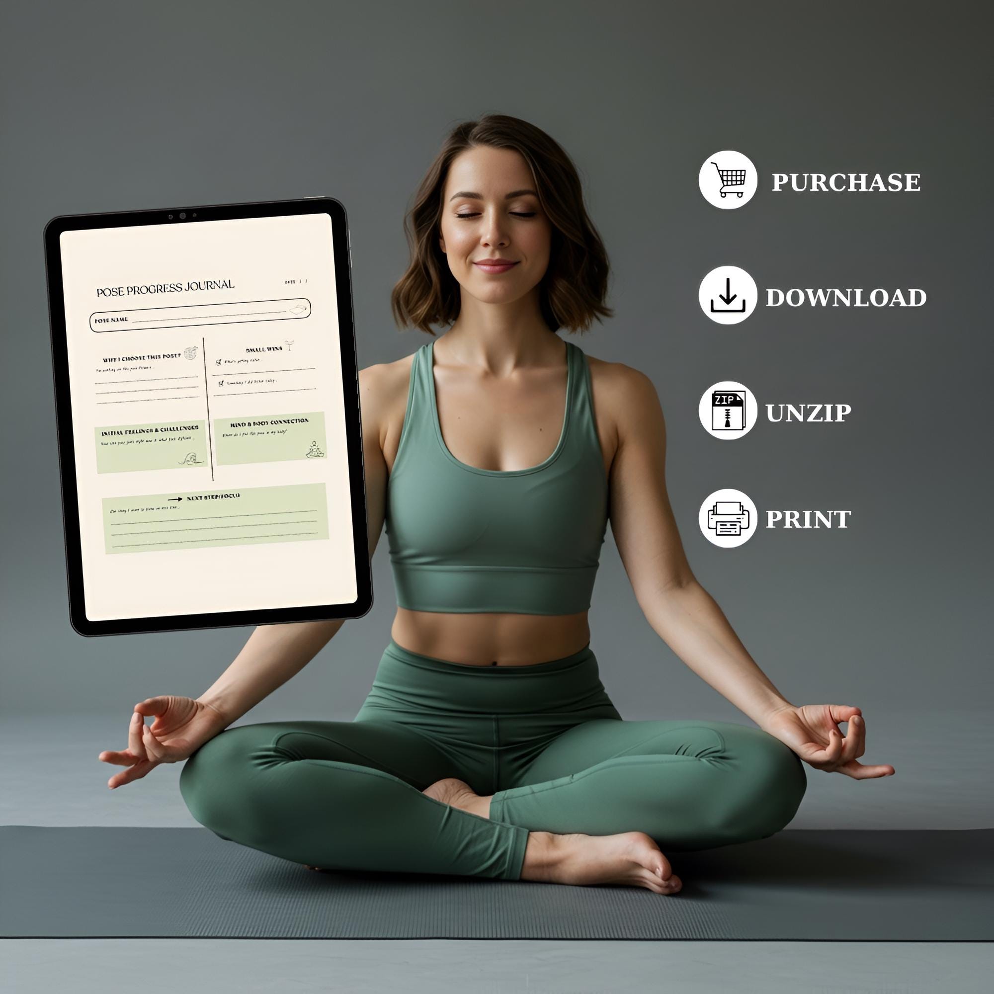 Yoga Pose Progress Journal Printable - Mindful Practice Tracker - A4 A5 US Letter Sizes ...