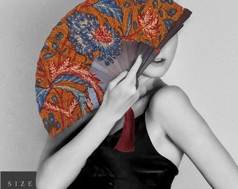Teak Holz Batik Handfächer – Indonesischer Faltfächer, leichtes Sommer-Accessoire