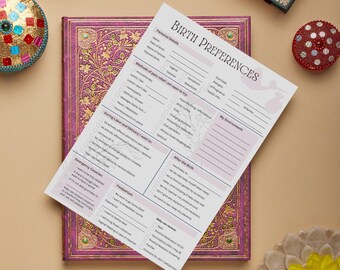 Plantilla de plan de parto de una matrona: preferencias de parto imprimibles, digitales, parto y nacimiento, posparto, parto natural, matrona, doula