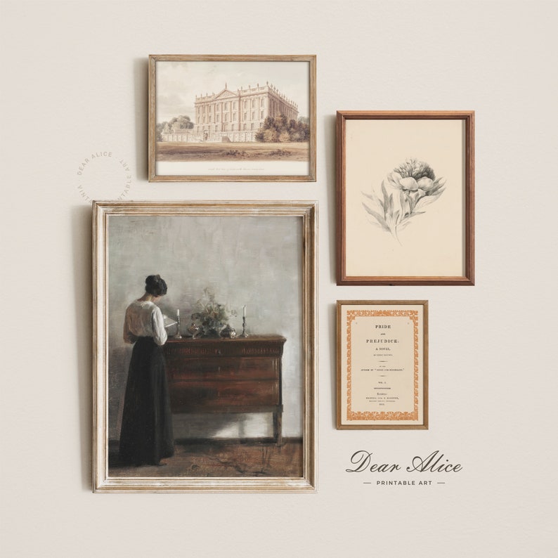 Elizabeth Bennet and Mr Darcy s house Gallery Wall set from Pride and Prejudice novel by Jane Austen | Instant Digital Download art prints. | Dear Alice Printable Art