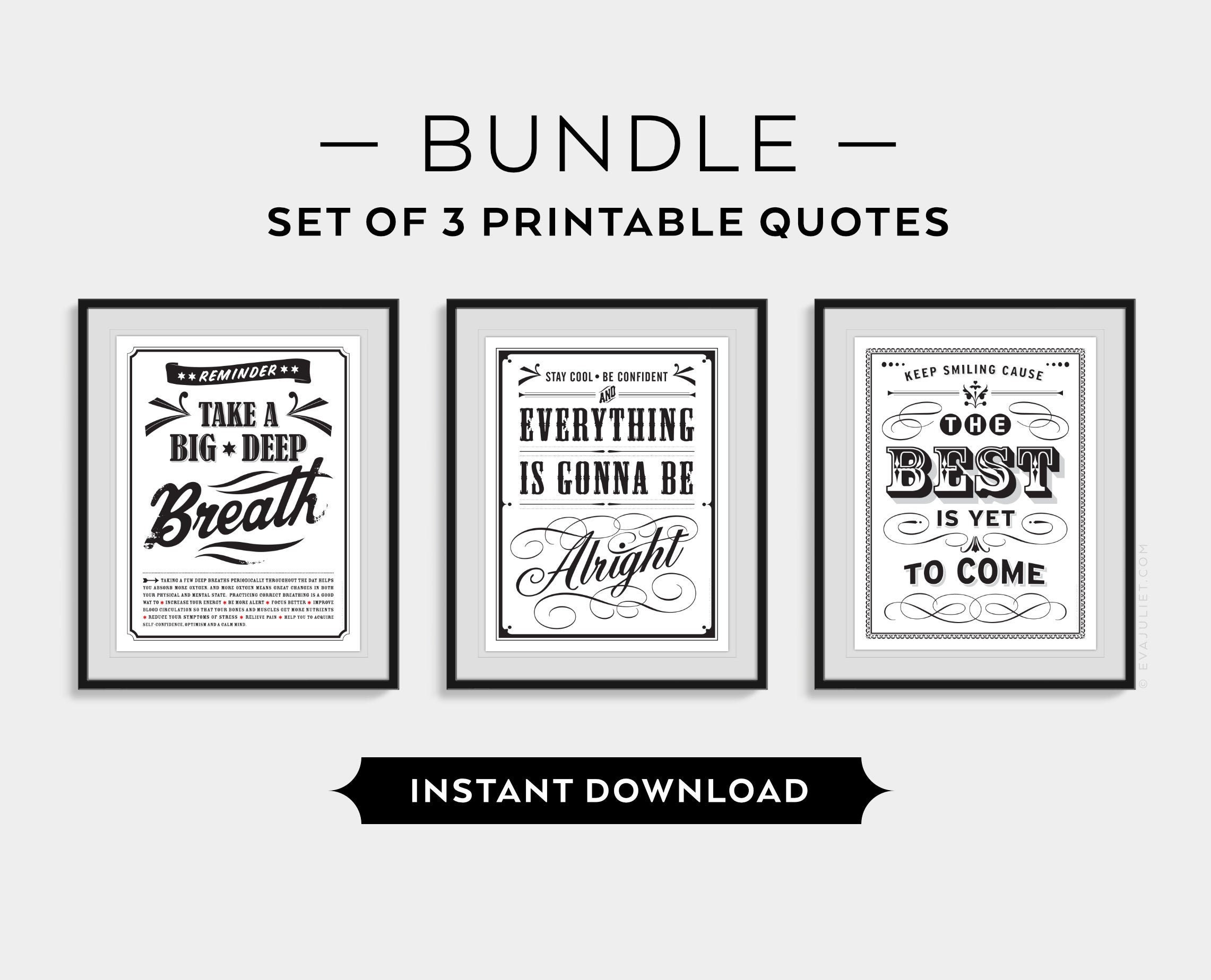 set of 3 printable quotes digital bundle inspirational etsy