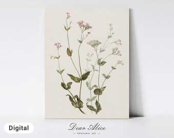 Botanical Painting, Floral Wall Art, DOWNLOADABLE Art Print, Vintage Flower Painting, Botanical Art, Watercolor Digital Art Print —DA0015