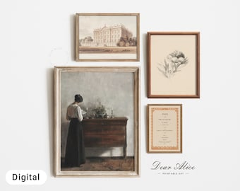 Arte de pared de Orgullo y prejuicio, CONJUNTO DE 4 impresiones, Elizabeth Bennet & Mr Darcy Gallery Wall, Descarga DIGITAL instantánea, Jane Austen Print —DA0040