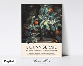 PRINTABLE Kitchen Art, Modern Farmhouse Decor, L'Orangeraie Art Exhibition Poster, Orange Tree Oil Painting, Laundry Room Wall Art —DA0055