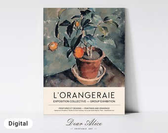 PRINTABLE Kitchen Art, L'Orangeraie Group Exhibition Poster, Antique Botanical Painting, Orange Plant Painting, Laundry Room Wall Art—DA0054