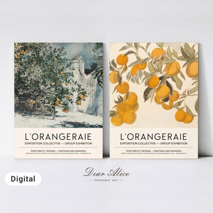 Set of Two Art Prints. | Printable Art Exhibition Posters. | Orangeraie Poster duo. | Dear Alice Art
