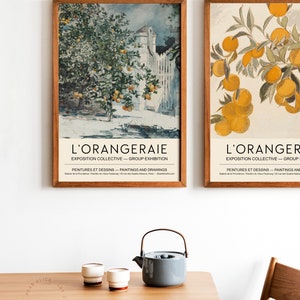 Conjunto de arte de pared de DOS, carteles naranjas, póster de galería de arte IMPRIMIBLE, par de impresiones de arte, conjunto de 2 carteles de arte Orangeraie, decoración de cocinaDA0058 imagen 2