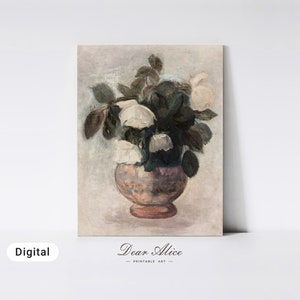Digital Art Print of a Still Life Roses Painting made in 1800s, mounted on a masonite wood board | Dear Alice Art
